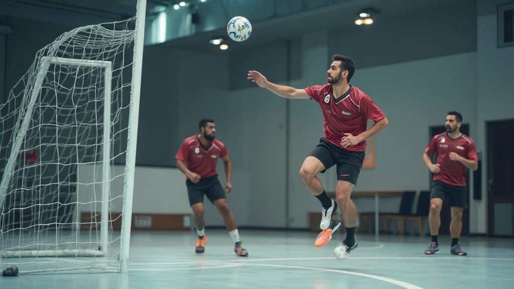 لاعب كرة اليد يقوم برمية دقيقة وموجهة من زاوية مختلفة