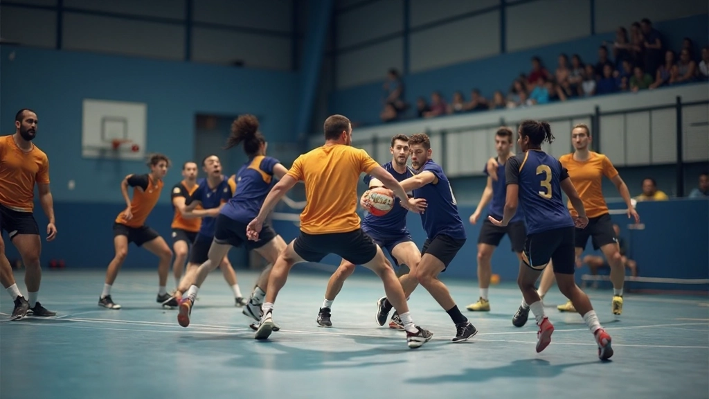 فريق كرة يد يطبق استراتيجيات الدفاع المتقدمة