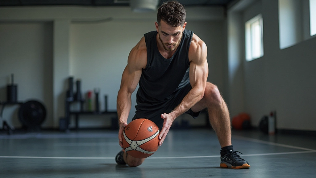 لاعب كرة يد يقوم بتمرين قوة وتحمل بدني في صالة الألعاب