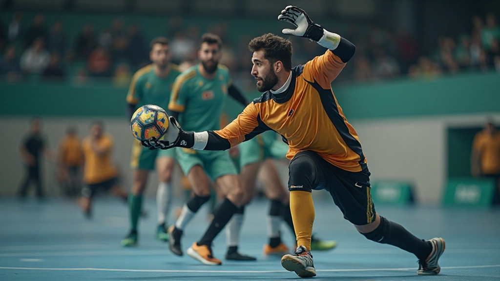 حارس مرمى كرة اليد يتدرب على تقنيات الدفاع والإمساك بالكرات