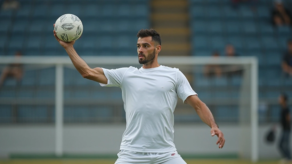 لاعب كرة يد متقدم يمارس تقنية الرمي من مسافات مختلفة في ملعب محترف